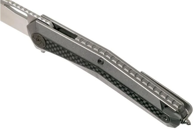 WE Knife Caliber 808B Pocket Knife, Grey Ti, CF Inlay, Satin Blade 9 WE Knife Caliber 808B Pocket Knife, Grey Ti, CF Inlay, Satin Blade - Image 7