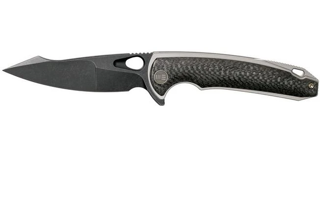 WE Knife Yucha 810F Pocket Knife, Black Blade, Grey Ti With Carbon Fibre Inlays 3 WE Knife Yucha 810F Pocket Knife, Black Blade, Grey Ti With Carbon Fibre Inlays