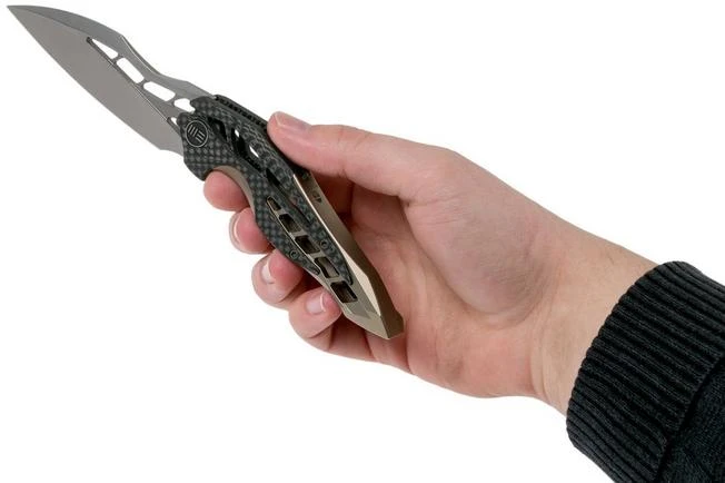 WE Knife Arrakis 906CF-A Pocket Knife, Satin, Champagne, Elijah Isham Design 10 WE Knife Arrakis 906CF-A Pocket Knife, Satin, Champagne, Elijah Isham Design - Image 8