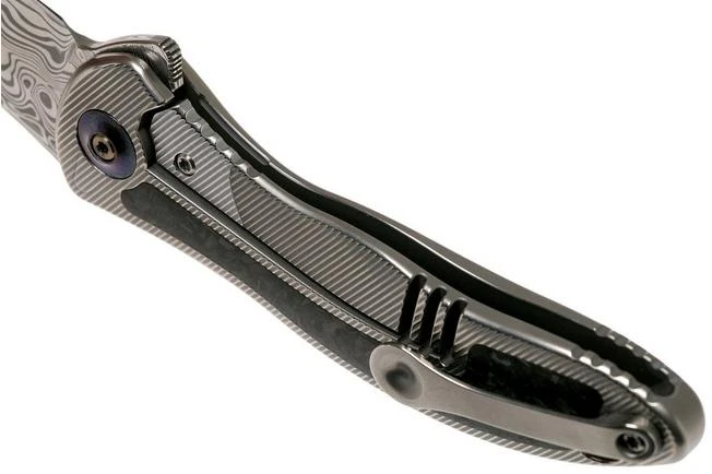 WE Knife 912CF-DS1 Synergy2 Damasteel Shredded Carbon Fibre Pocket Knife, Jim O’Young Design 7 WE Knife 912CF-DS1 Synergy2 Damasteel Shredded Carbon Fibre Pocket Knife, Jim O’Young Design - Image 5