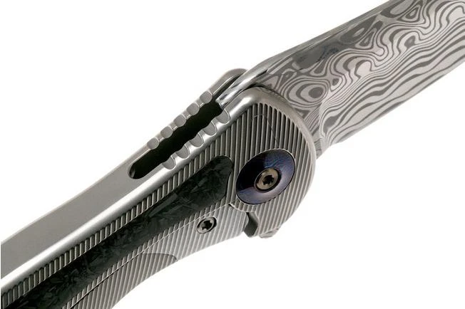 WE Knife 912CF-DS1 Synergy2 Damasteel Shredded Carbon Fibre Pocket Knife, Jim O’Young Design 8 WE Knife 912CF-DS1 Synergy2 Damasteel Shredded Carbon Fibre Pocket Knife, Jim O’Young Design - Image 6