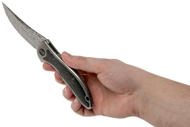 WE Knife 912CF-DS1 Synergy2 Damasteel Shredded Carbon Fibre Pocket Knife, Jim O’Young Design 10 WE Knife 912CF-DS1 Synergy2 Damasteel Shredded Carbon Fibre Pocket Knife, Jim O’Young Design - Image 8