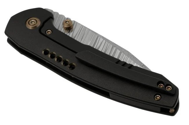 WE Knife Trogon WE22002B-DS1 Black Titanium, Heimskringla Damasteel Pocket Knife 9 WE Knife Trogon WE22002B-DS1 Black Titanium, Heimskringla Damasteel Pocket Knife - Image 7