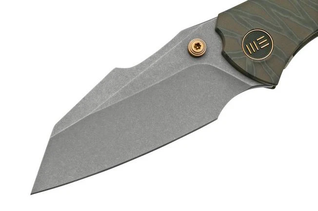 WE Knife High-Fin, WE22005-4, Tiger Stripe Titanium, Grey CPM-20CV Pocket Knife 5 WE Knife High-Fin, WE22005-4, Tiger Stripe Titanium, Grey CPM-20CV Pocket Knife - Image 3