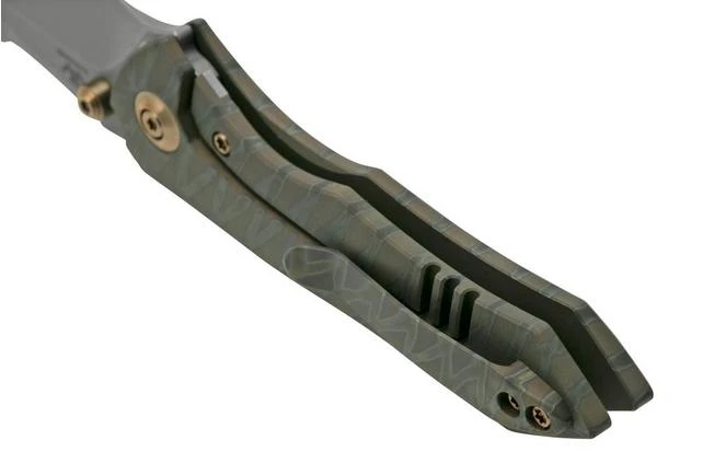 WE Knife High-Fin, WE22005-4, Tiger Stripe Titanium, Grey CPM-20CV Pocket Knife 6 WE Knife High-Fin, WE22005-4, Tiger Stripe Titanium, Grey CPM-20CV Pocket Knife - Image 4