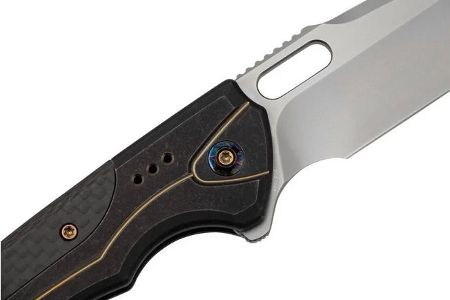 WE Knife Exciton Black Titanium Silver Twill Carbon Fiber, Bead Blasted CPM 20CV WE22038A-1 Limited Edition Pocket Knife 7 WE Knife Exciton Black Titanium Silver Twill Carbon Fiber, Bead Blasted CPM 20CV WE22038A-1 Limited Edition Pocket Knife - Image 5