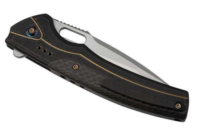 WE Knife Exciton Black Titanium Silver Twill Carbon Fiber, Bead Blasted CPM 20CV WE22038A-1 Limited Edition Pocket Knife 9 WE Knife Exciton Black Titanium Silver Twill Carbon Fiber, Bead Blasted CPM 20CV WE22038A-1 Limited Edition Pocket Knife - Image 7