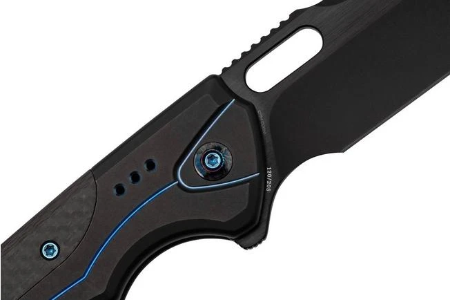 WE Knife Exciton Black Titanium Twill Carbon Fiber, Black Stonewashed CPM 20CV WE22038A-2 Limited Edition Pocket Knife 7 WE Knife Exciton Black Titanium Twill Carbon Fiber, Black Stonewashed CPM 20CV WE22038A-2 Limited Edition Pocket Knife - Image 5