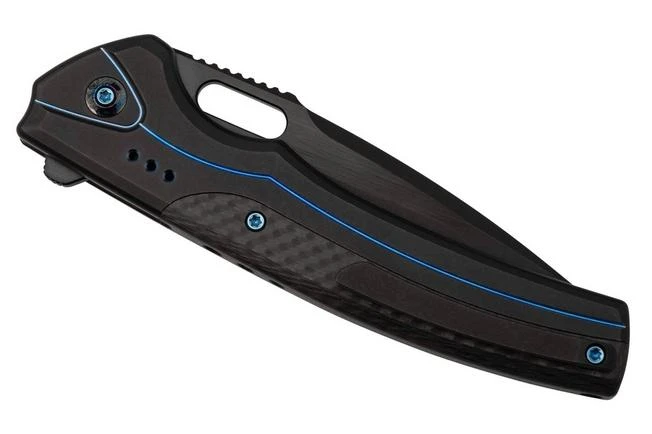 WE Knife Exciton Black Titanium Twill Carbon Fiber, Black Stonewashed CPM 20CV WE22038A-2 Limited Edition Pocket Knife 9 WE Knife Exciton Black Titanium Twill Carbon Fiber, Black Stonewashed CPM 20CV WE22038A-2 Limited Edition Pocket Knife - Image 7