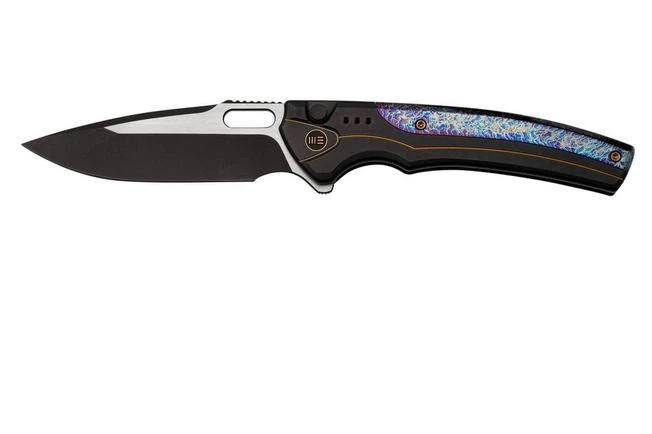 WE Knife Exciton Black Titanium Flamed Titanium, Black Stonewashed CPM 20CV WE22038A-4 Limited Edition Pocket Knife 3 WE Knife Exciton Black Titanium Flamed Titanium, Black Stonewashed CPM 20CV WE22038A-4 Limited Edition Pocket Knife