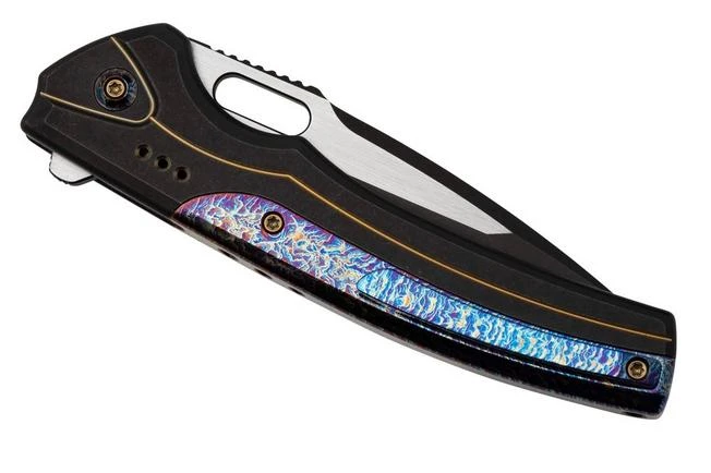 WE Knife Exciton Black Titanium Flamed Titanium, Black Stonewashed CPM 20CV WE22038A-4 Limited Edition Pocket Knife 9 WE Knife Exciton Black Titanium Flamed Titanium, Black Stonewashed CPM 20CV WE22038A-4 Limited Edition Pocket Knife - Image 7