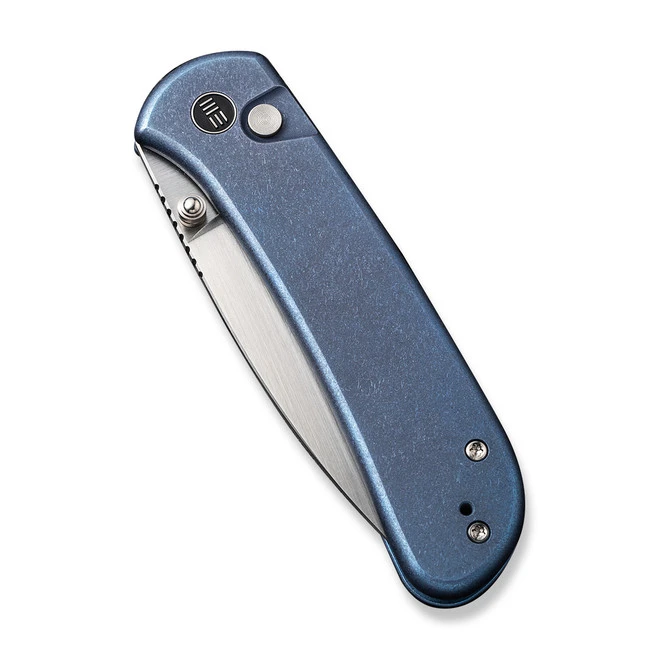 WE Qubit Folding Knife Blue Titanium Handle 20CV Drop Point Plain Edge Hand Rubbed Satin Finish WE22030F-3 6 WE Qubit Folding Knife Blue Titanium Handle 20CV Drop Point Plain Edge Hand Rubbed Satin Finish WE22030F-3 - Image 4