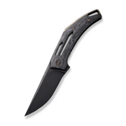 WE Speedliner Folding Knife Black Shredded Carbon Fiber Handle 20CV Drop Point Plain Edge Black Stonewash Finish WE22045B-2