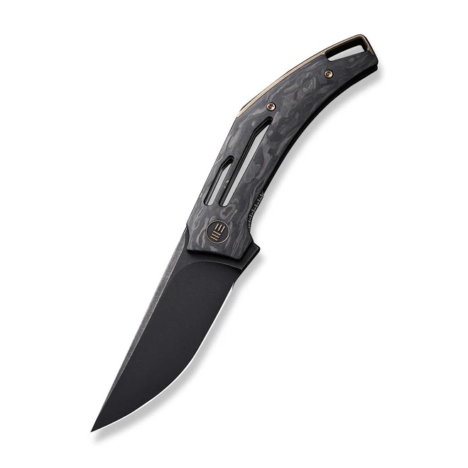 WE Speedliner Folding Knife Black Shredded Carbon Fiber Handle 20CV Drop Point Plain Edge Black Stonewash Finish WE22045B-2 3 WE Speedliner Folding Knife Black Shredded Carbon Fiber Handle 20CV Drop Point Plain Edge Black Stonewash Finish WE22045B-2