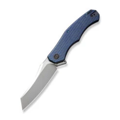 WE RekkeR Folding Knife Blue Titanium Handle 20CV Reverse Tanto Plain Edge Polished Bead Blast Finish WE22010G-4