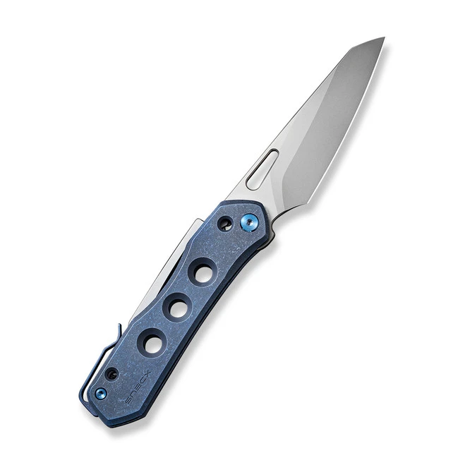 WE Vision R Folding Knife Blue Titanium Handle 20CV Reverse Tanto Plain Edge Silver Bead Blast Finish WE21031-3 4 WE Vision R Folding Knife Blue Titanium Handle 20CV Reverse Tanto Plain Edge Silver Bead Blast Finish WE21031-3 - Image 2