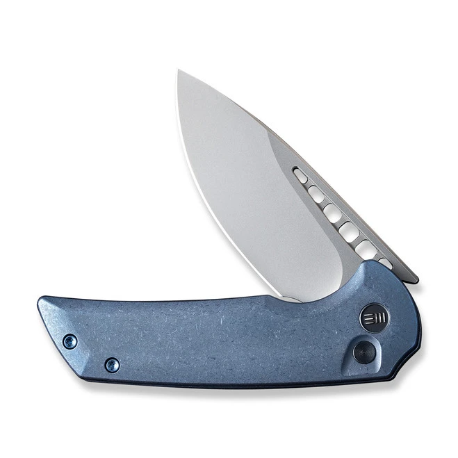 WE Mini Malice Folding Knife Blue Titanium Handle 20CV Drop Point Plain Edge Silver Bead Blast Finish WE054BL-3 6 WE Mini Malice Folding Knife Blue Titanium Handle 20CV Drop Point Plain Edge Silver Bead Blast Finish WE054BL-3 - Image 4