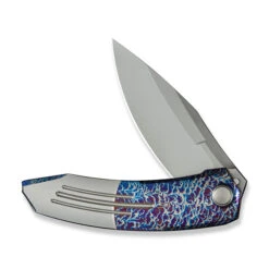 WE Sine Wave Folding Knife Flamed Satin Titanium Handle M390 Plain Edge Polished Beadblast Finish WE23069B-4 -We Knife b4 2 54320.1727170889