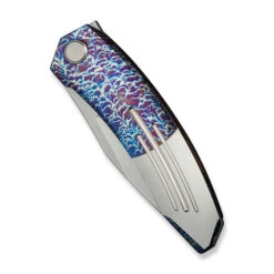 WE Sine Wave Folding Knife Flamed Satin Titanium Handle M390 Plain Edge Polished Beadblast Finish WE23069B-4 -We Knife b4 3 60245.1727170889