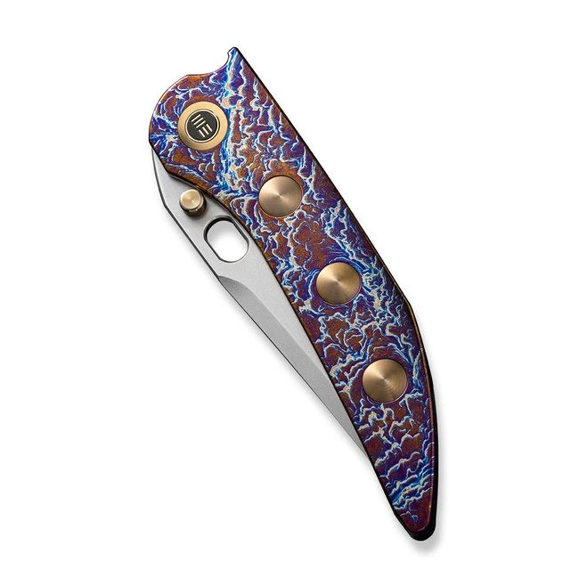 WE Attor Folding Knife Flamed/Gold Titanium Handle 20CV Modified Persion Plain Edge Polished Bead Blast Finish WE23037-2 6 WE Attor Folding Knife Flamed/Gold Titanium Handle 20CV Modified Persion Plain Edge Polished Bead Blast Finish WE23037-2 - Image 4
