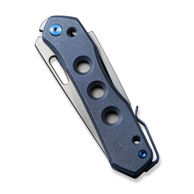 WE Vision R Folding Knife Blue Titanium Handle 20CV Reverse Tanto Plain Edge Silver Bead Blast Finish WE21031-3 8 WE Vision R Folding Knife Blue Titanium Handle 20CV Reverse Tanto Plain Edge Silver Bead Blast Finish WE21031-3 - Image 6