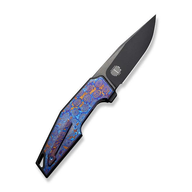 WE OAO Folding Knife Black/Purple/Gold/Blue Titanium/Timascus Handle 20CV Clip Point Plain Edge Black Stonewash Bevels/Black Brushed Flats Finish WE23001-4 5 WE OAO Folding Knife Black/Purple/Gold/Blue Titanium/Timascus Handle 20CV Clip Point Plain Edge Black Stonewash Bevels/Black Brushed Flats Finish WE23001-4 - Image 3
