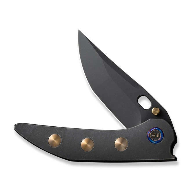 WE Attor Folding Knife Black/Gold Titanium Handle 20CV Modified Persion Plain Edge Black Stonewash Finish WE23037-1 6 WE Attor Folding Knife Black/Gold Titanium Handle 20CV Modified Persion Plain Edge Black Stonewash Finish WE23037-1 - Image 4