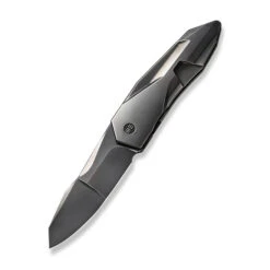 WE Solid Folding Knife Polished Gray Titanium Handle 20CV Plain Edge Polished Gray Finish WE22028-6
