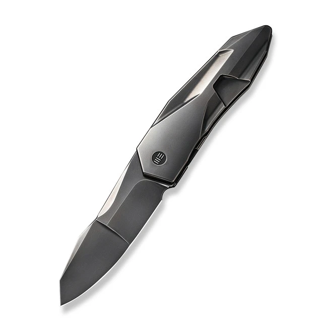 WE Solid Folding Knife Polished Gray Titanium Handle 20CV Plain Edge Polished Gray Finish WE22028-6 3 WE Solid Folding Knife Polished Gray Titanium Handle 20CV Plain Edge Polished Gray Finish WE22028-6