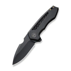 WE Harpen Folding Knife Black Titanium Handle 20CV Modified Drop Point Plain Edge Black Stonewash Finish WE23019-1