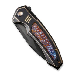 WE Hyperactive Folding Knife Bronze/Black/Flame Titanium Handle Vanax Drop Point Plain Edge Black Stonewash Bevels Black Brushed Flats Finish WE23030-4 -We Knife cce8752b 59ca 4d03 a765 d46676fba137 62298.1704300039