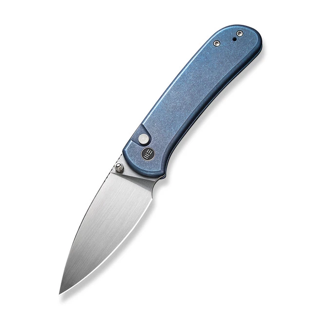 WE Qubit Folding Knife Blue Titanium Handle 20CV Drop Point Plain Edge Hand Rubbed Satin Finish WE22030F-3 3 WE Qubit Folding Knife Blue Titanium Handle 20CV Drop Point Plain Edge Hand Rubbed Satin Finish WE22030F-3