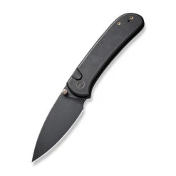 WE Qubit Folding Knife Black Titanium Handle 20CV Drop Point Plain Edge Black Stonewash Finish WE22030F-1