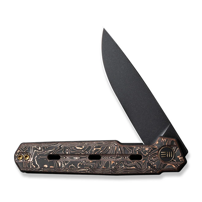 WE Navo Folding Knife Black/Copper Foil Carbon Fiber Handle 20CV Drop Point Plain Edge Black Stonewash Finish WE22026-5 5 WE Navo Folding Knife Black/Copper Foil Carbon Fiber Handle 20CV Drop Point Plain Edge Black Stonewash Finish WE22026-5 - Image 3
