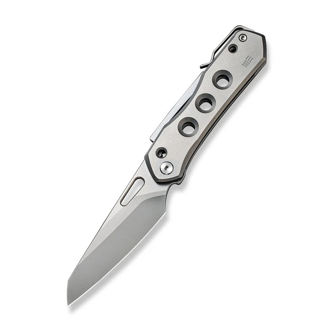 WE Vision R Folding Knife Gray Titanium Handle 20CV Reverse Tanto Plain Edge Silver Bead Blast Finish WE21031-1 3 WE Vision R Folding Knife Gray Titanium Handle 20CV Reverse Tanto Plain Edge Silver Bead Blast Finish WE21031-1