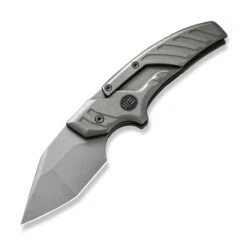 WE Typhoeus Folding Knife Gray Titanium Handle 20CV Dagger Plain Edge Gray Stonewash Finish WE21036B-2