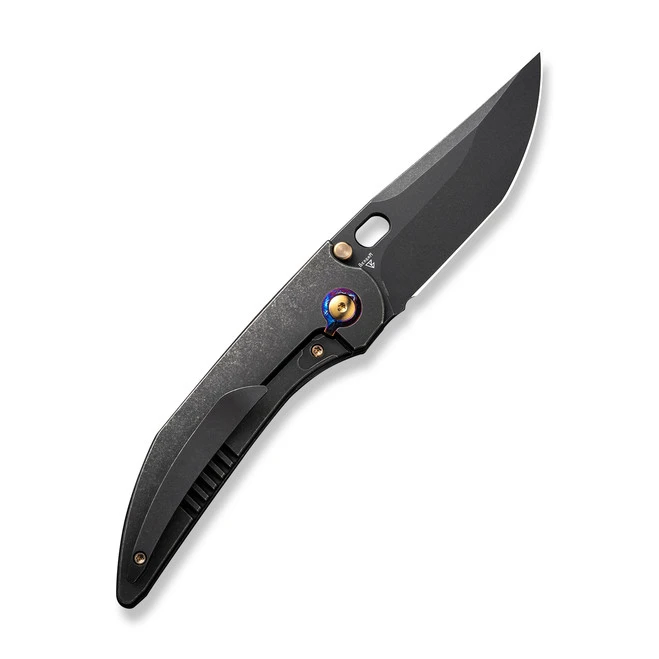WE Attor Folding Knife Black/Gold Titanium Handle 20CV Modified Persion Plain Edge Black Stonewash Finish WE23037-1 5 WE Attor Folding Knife Black/Gold Titanium Handle 20CV Modified Persion Plain Edge Black Stonewash Finish WE23037-1 - Image 3