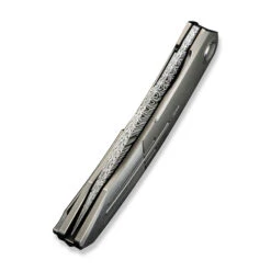 WE Sine Wave Folding Knife Polished Bead Blast/Satin Titanium Handle Fafnir Damasteel Plain Edge WE23069B-DS1 -We Knife dss 5 54656.1727171837