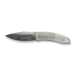 WE Sine Wave Folding Knife Polished Bead Blast/Satin Titanium Handle Fafnir Damasteel Plain Edge WE23069B-DS1 -We Knife dss 7 50828.1727171836