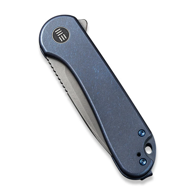 WE Elementum Folding Knife Blue Titanium Handle 20CV Plain Edge Gray Stonewash Finish 18062X-2 7 WE Elementum Folding Knife Blue Titanium Handle 20CV Plain Edge Gray Stonewash Finish 18062X-2 - Image 5