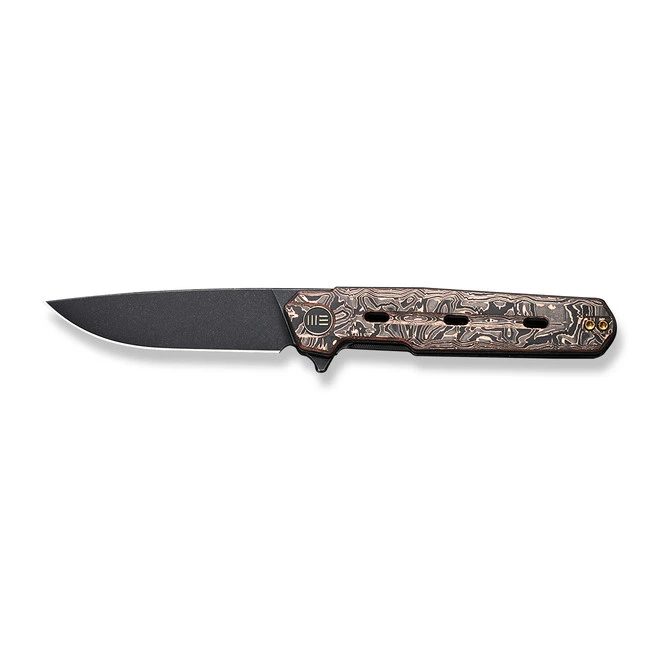 WE Navo Folding Knife Black/Copper Foil Carbon Fiber Handle 20CV Drop Point Plain Edge Black Stonewash Finish WE22026-5 10 WE Navo Folding Knife Black/Copper Foil Carbon Fiber Handle 20CV Drop Point Plain Edge Black Stonewash Finish WE22026-5 - Image 8
