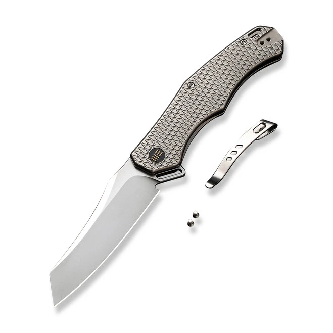 WE RekkeR Folding Knife Polished Bead Blast Titanium Handle 20CV Reverse Tanto Plain Edge Polished Bead Blast Finish WE22010G-2 4 WE RekkeR Folding Knife Polished Bead Blast Titanium Handle 20CV Reverse Tanto Plain Edge Polished Bead Blast Finish WE22010G-2 - Image 2