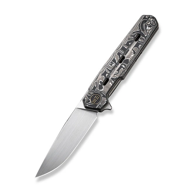 WE Navo Folding Knife Black/White Aluminum Foil Carbon Fiber Handle 20CV Drop Point Plain Edge Hand Rubbed Satin Finish WE22026-6 3 WE Navo Folding Knife Black/White Aluminum Foil Carbon Fiber Handle 20CV Drop Point Plain Edge Hand Rubbed Satin Finish WE22026-6