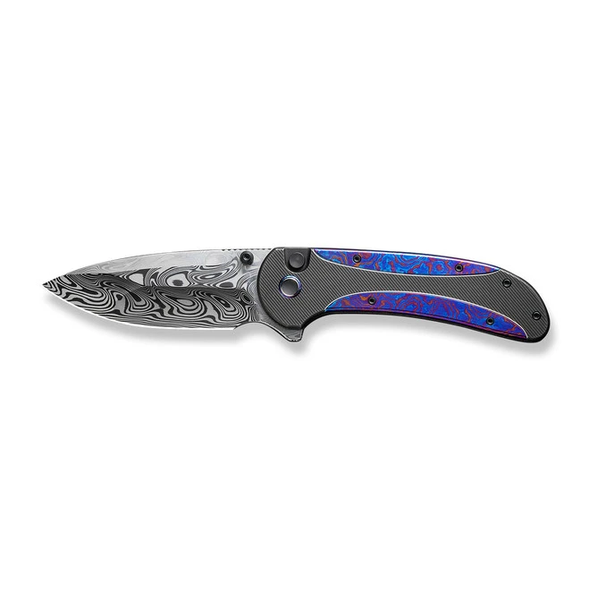 WE Zizzit Folding Knife Black Flamed Titanium/Timascus Handle Damasteel Drop Point Plain Edge WE23031-DS1 10 WE Zizzit Folding Knife Black Flamed Titanium/Timascus Handle Damasteel Drop Point Plain Edge WE23031-DS1 - Image 8