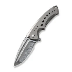 WE Nexusia Folding Knife Titanium Handle Damasteel Plain Edge Limited Edition 22044-DS1