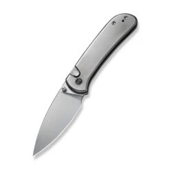 WE Qubit Folding Knife Polished Bead Blast Titanium Handle 20CV Drop Point Plain Edge Polished Bead Blast Finish WE22030F-2