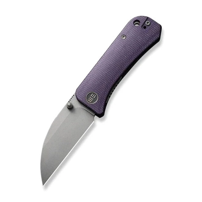 WE Banter Folding Knife Purple Canvas Micarta Handle S35VN Wharncliffe Plain Edge Gray Stonewash Finish WE19068J-2 5 WE Banter Folding Knife Purple Canvas Micarta Handle S35VN Wharncliffe Plain Edge Gray Stonewash Finish WE19068J-2 - Image 3