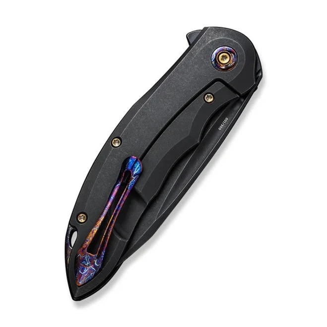 Discontinued WE Makani Folding Knife Black Titanium Handle 20CV Drop Point Black Stonewash Finish Limited Edition 300 Pieces WE21048-1 6 Discontinued WE Makani Folding Knife Black Titanium Handle 20CV Drop Point Black Stonewash Finish Limited Edition 300 Pieces WE21048-1 - Image 4