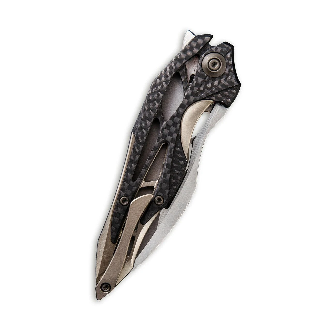 WEKNIFE Arrakis Flipper Knife Titanium Handle With Carbon Fiber Inlay (3.45" M390 Blade) 906CF-A 5 WEKNIFE Arrakis Flipper Knife Titanium Handle With Carbon Fiber Inlay (3.45" M390 Blade) 906CF-A - Image 3