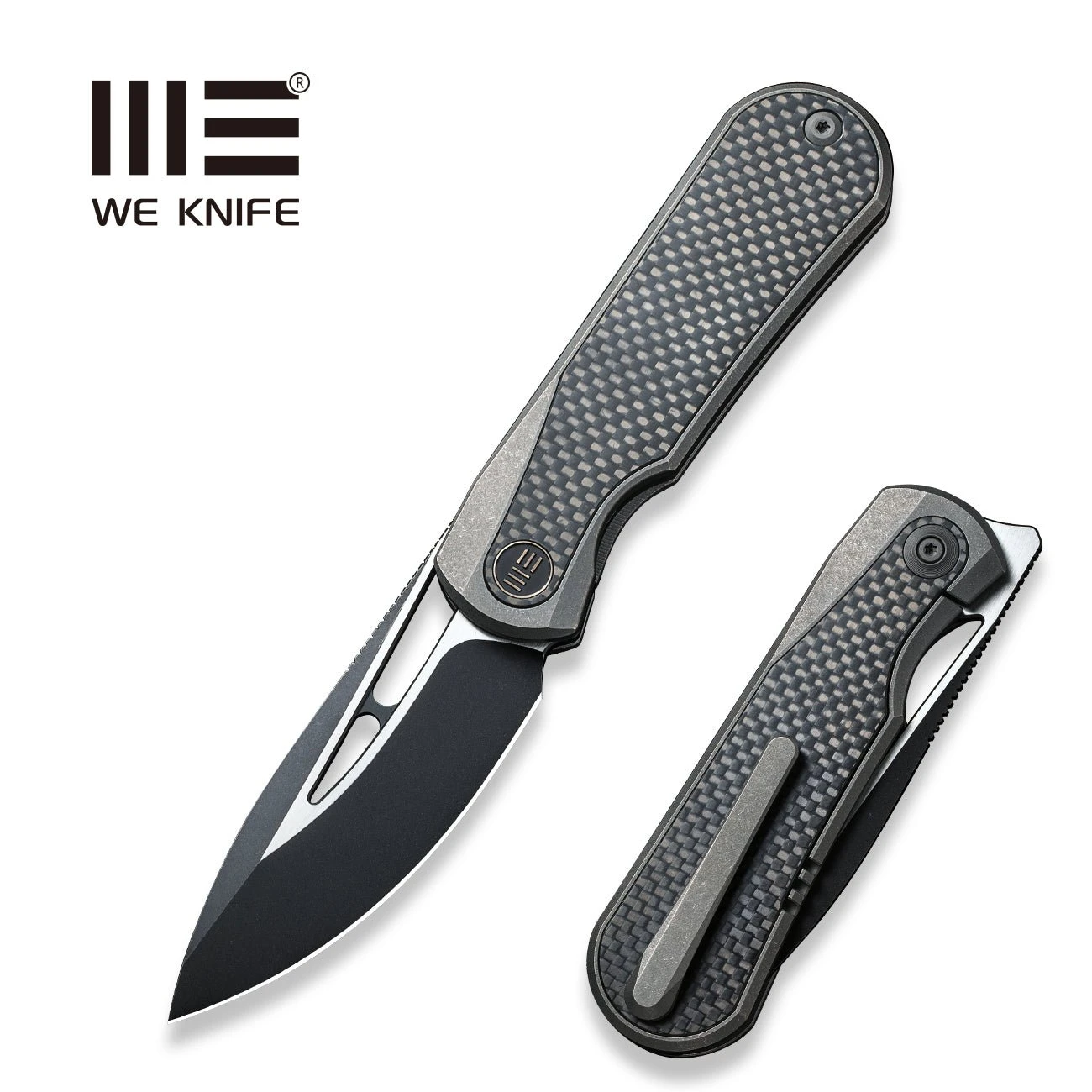 WEKNIFE Baloo Flipper Knife Titanium Handle With Carbon Fiber Inlay (3.31" CPM 20CV) WE21033-2 3 WEKNIFE Baloo Flipper Knife Titanium Handle With Carbon Fiber Inlay (3.31" CPM 20CV) WE21033-2